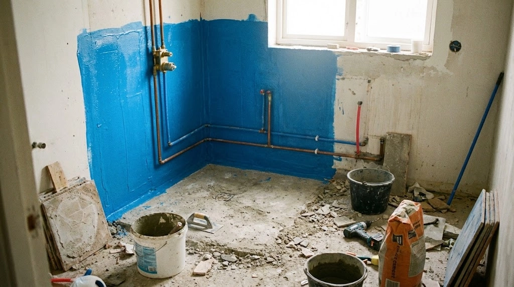 Badkamer tijdens verbouwingen